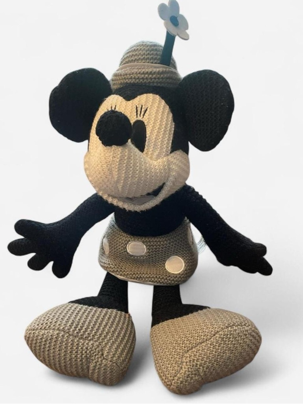 Disney Parks Classic Cozy Knits Steamboat Willie Minnie Mouse plush toy